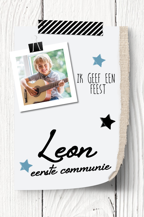 Uitnodiging communie foto en hout patroon