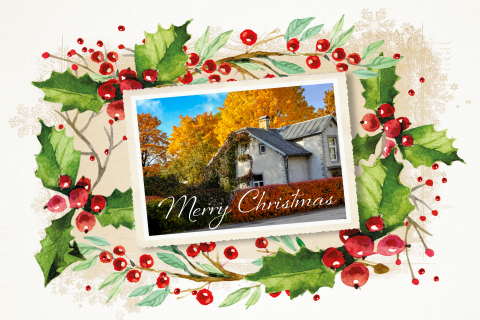 Kerst Verhuiskaart kerstkrans hulst