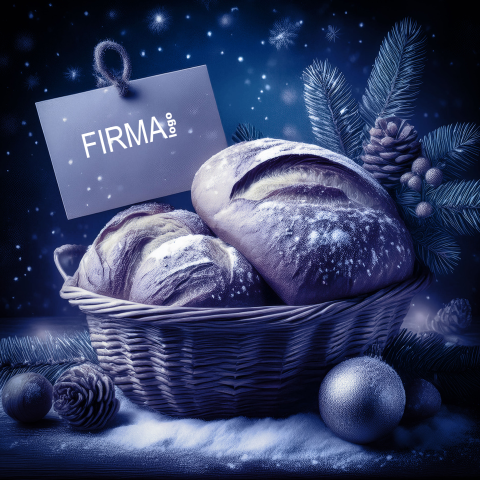 Zakelijke kerstkaart mand met vers brood