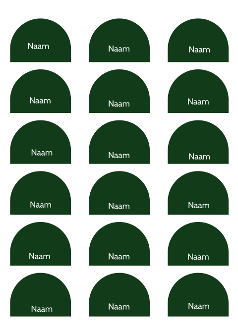 Naamkaartjes half rond 18 stuks