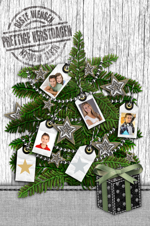Foto kerstkaart met kerstboom met foto