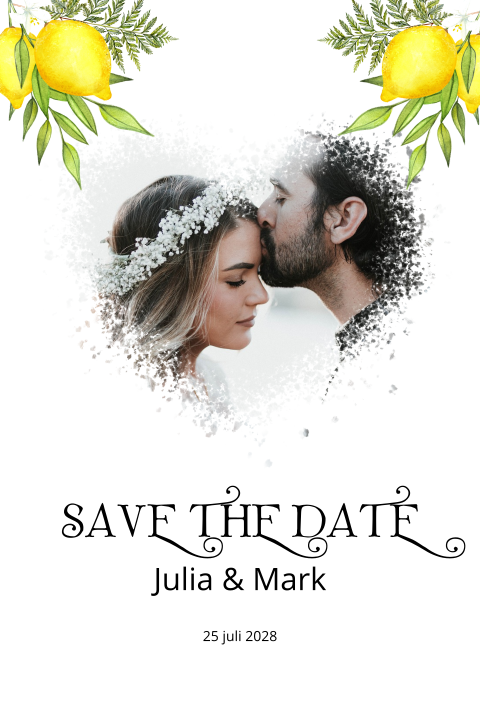 Save the date kaart botanische citroen en foto