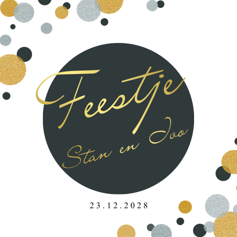 Feestje confetti met zwart ronde cirkel goudfolie
