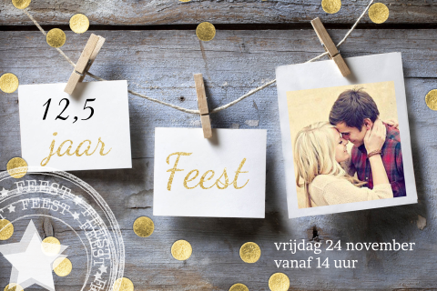 Uitnodiging 12.5 jaar getrouwd jubileum feest met hout 
