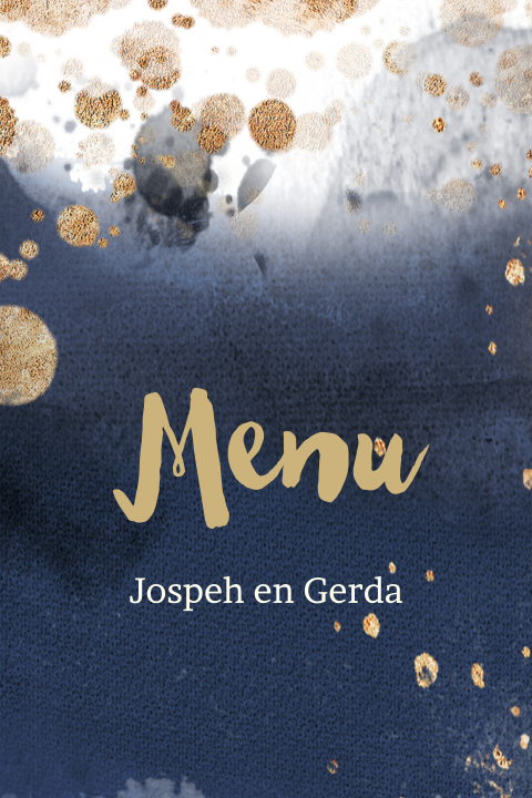 Menukaart blauw met goud look kleur