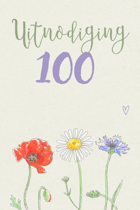 Uitnodiging 100 jaar verjaardag met veldbloemen