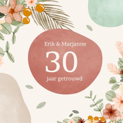 30 jaar getrouwd Uitnodiging jubileum met abstracte elementen