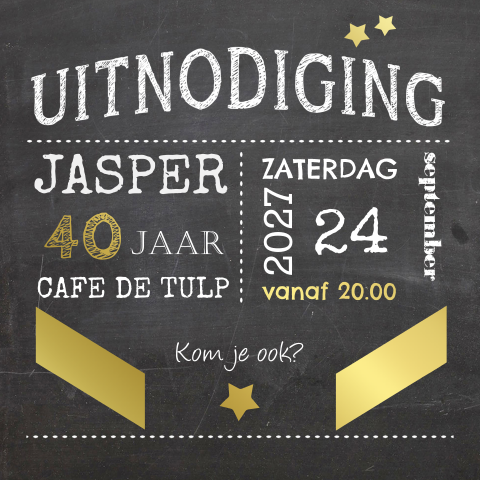 Moderne hippe uitnodiging 40e verjaardag goudfolie