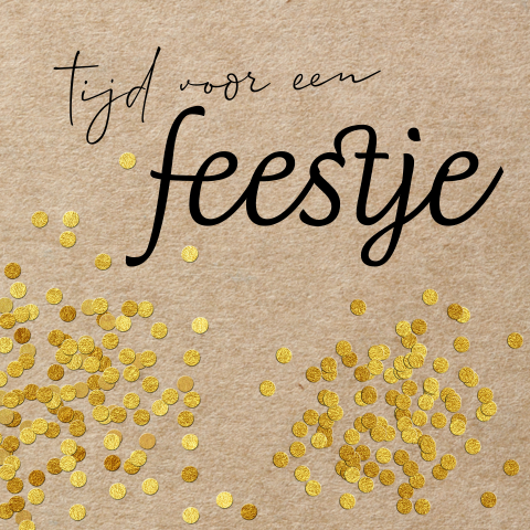 Tijd voor een feest uitnodiging kraft look en confetti