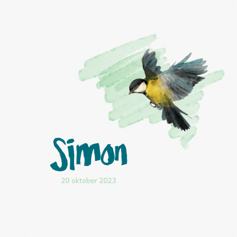 Lief watercolor geboortekaartje met vogel