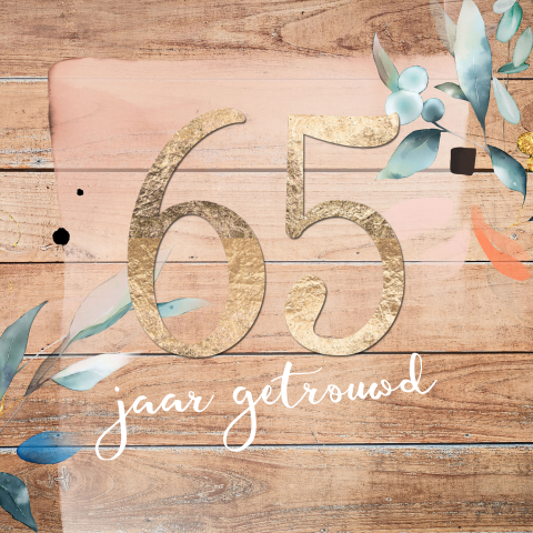 65 jarig Jubileum uitnodiging houtlook met bloemen
