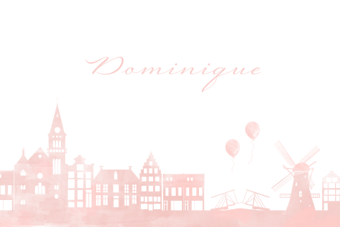 Geboortekaartje hollandse panden in roze aquarel 