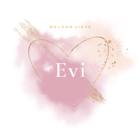 Sticker met watercolor hart roze