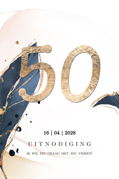 Moderne uitnodiging verjaardag 50 jaar goudlook