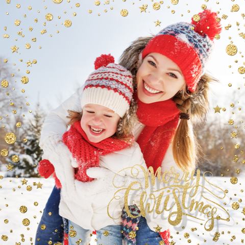 Hippe kerstkaart met handlettering en ruimte voor eigen foto