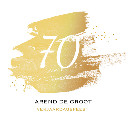 70e verjaardag uitnodiging goud tinten confetti streep