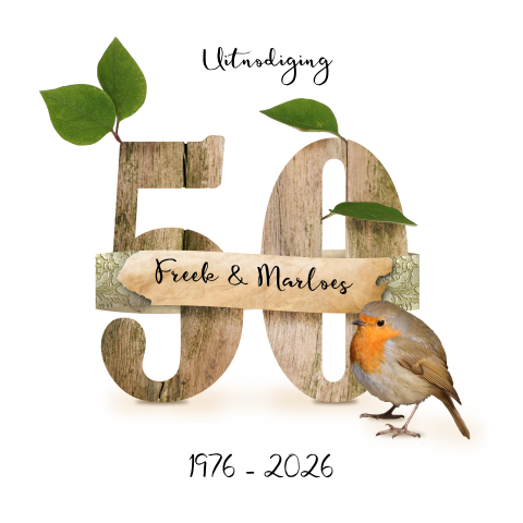 Jubileumfeest uitnodiging 50 jaar getrouwd  roodborstjes