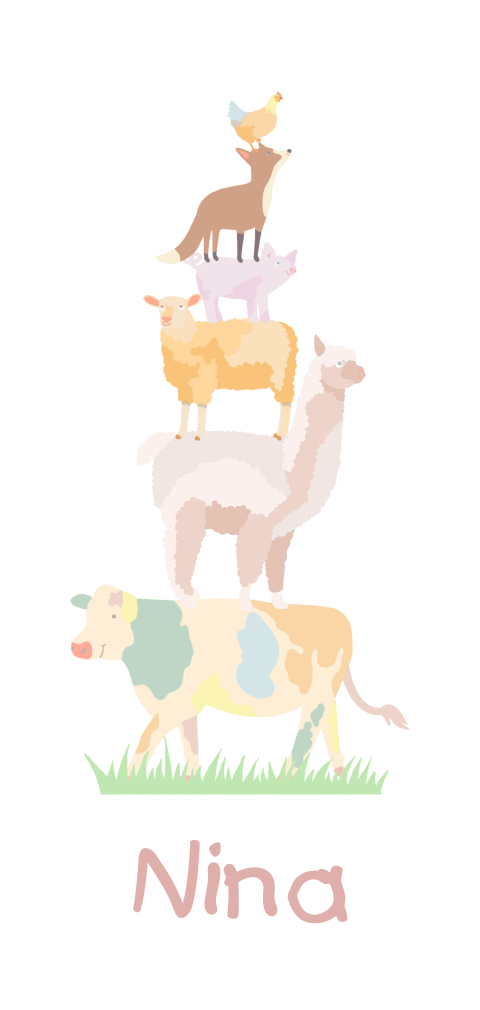 Geboortekaartje meisje met boerderij dieren