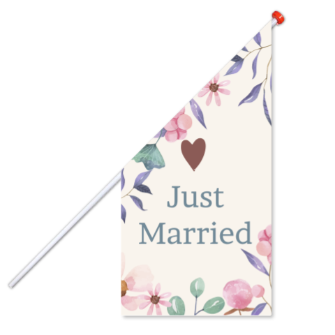 Vlag bloemen waterverf just married net getrouwd