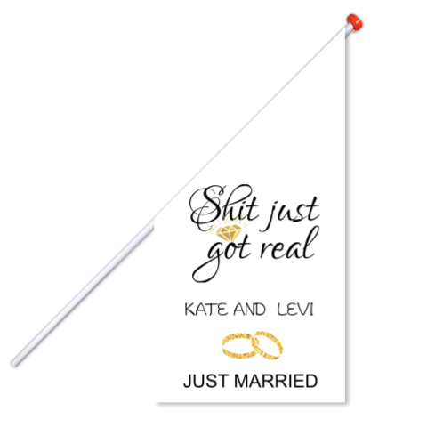 Vlag pas getrouwd just married grappig met ringen