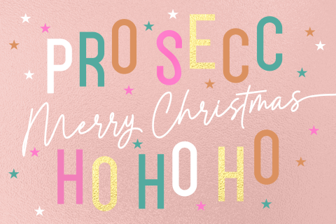 Grappige kerstkaart Prosecco Ho Ho Ho