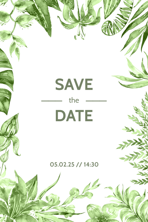 Save the Date tropisch waterverf groen