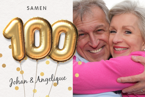 Samen 100 jaar uitnodiging foto ballonnen