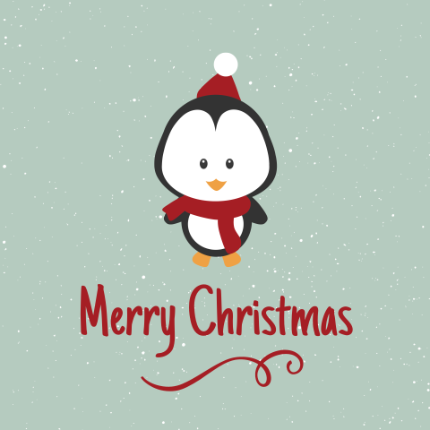 Schattige kerstkaart pinguin sneeuw