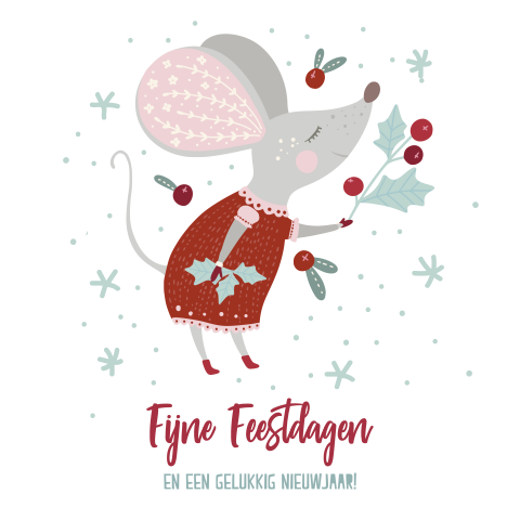 Schattige kerstkaart muis illustratie en kerst versiering