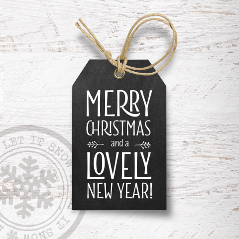 Kerstkaart met trendy zwart label