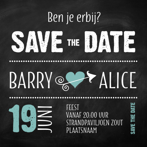 Hippe save the date typografie krijtbord
