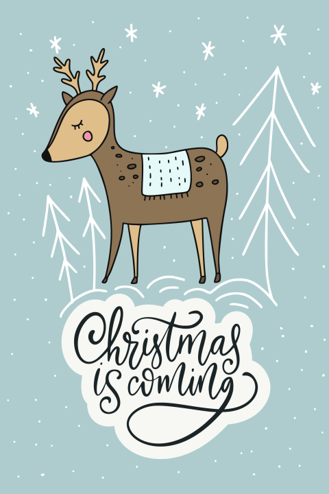 Kerstkaart hertje Christmas is coming
