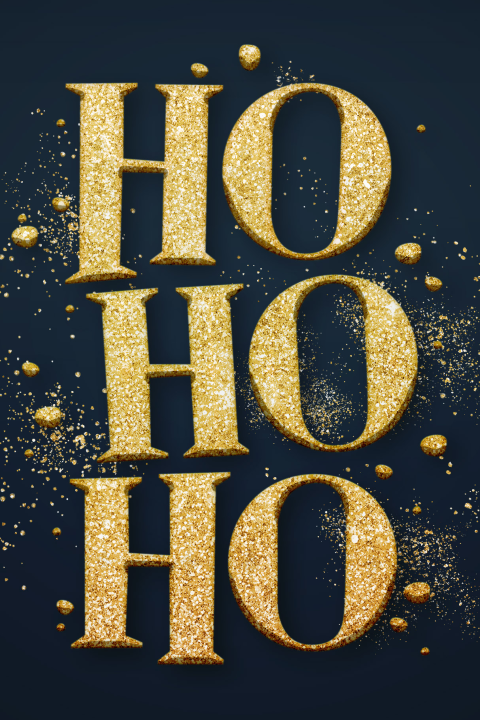 Kerstkaart Ho Ho Ho Bling Bling Glitter stijl
