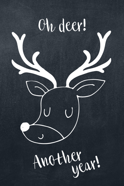 Grappige uitnodiging verjaardag Oh deer another year zwart