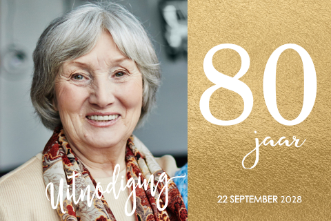 80 jaar uitnodigingen met foto goud