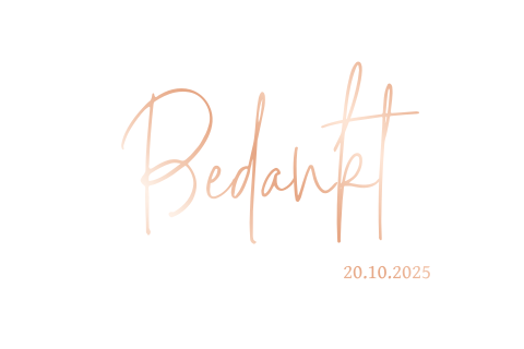 Bedankkaart foliedruk met echte rosé folie