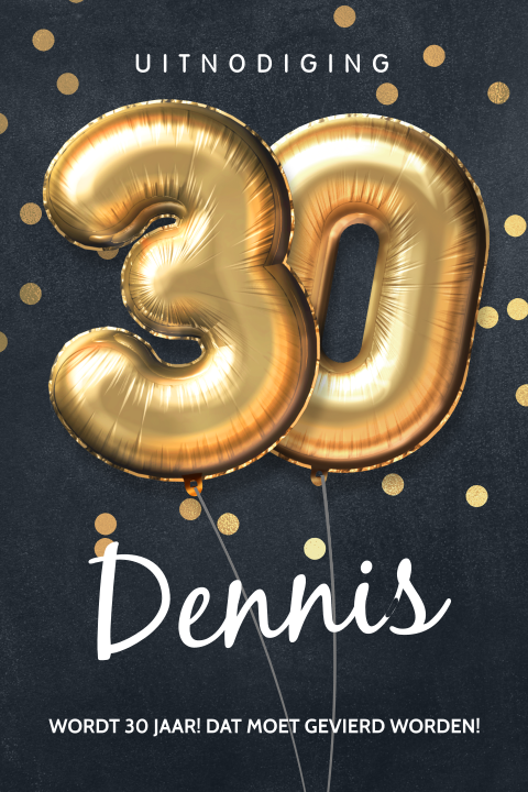 Uitnodiging 30 jaar man cijfer ballonnen