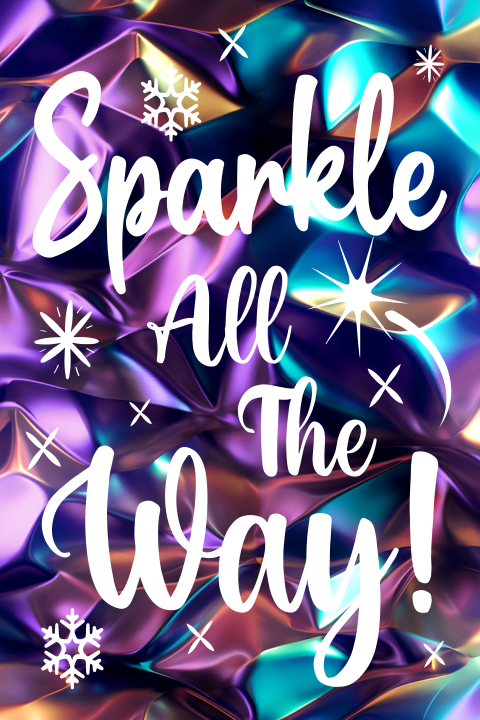 Kerstkaart glitter sparkle all the way