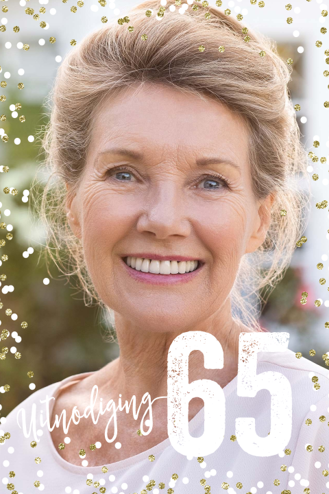 Verjaardag uitnodigingen 65 jaar met foto zelf maken
