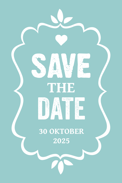 Hip mint blauwe Save the Date kaart typografie