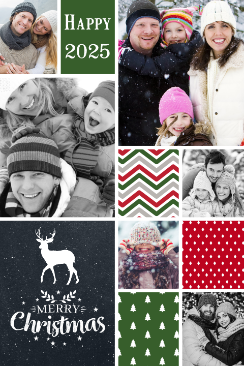 Vrolijke fotocollage kerstkaart 2025
