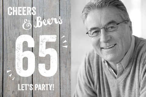 Verjaardagsuitnodiging 65 jaar foto cheers beers
