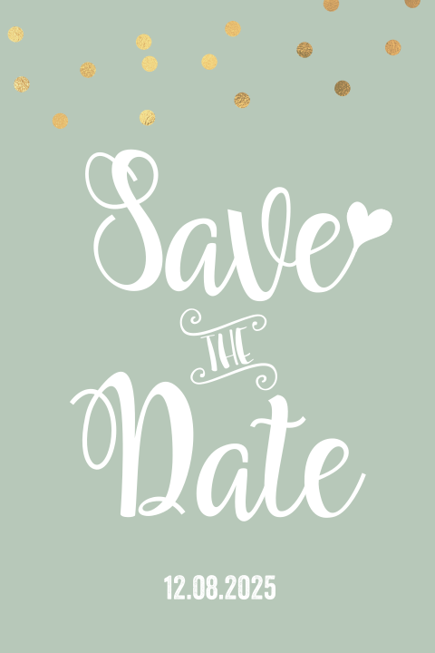 Save the Date kaart groen confetti