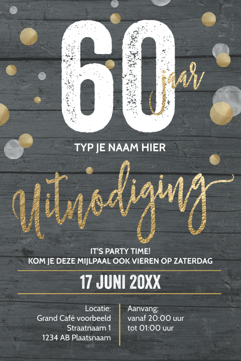 Luxe verjaardag uitnodiging voor 60 jaar typografie