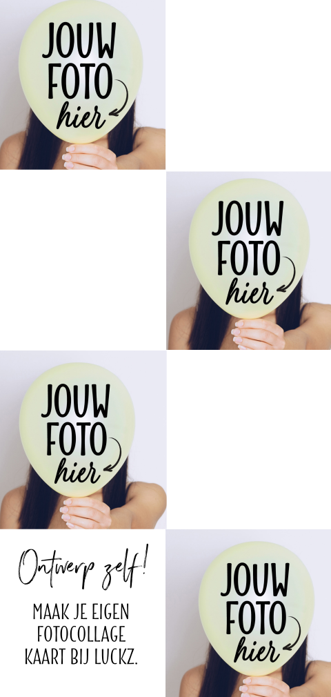 Langwerpige fotokaart met 4 foto's