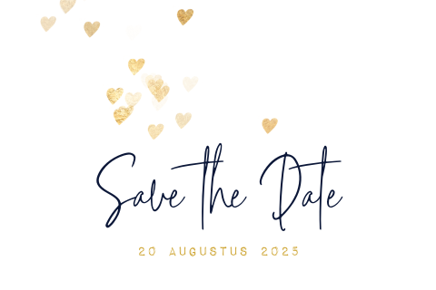 Trendy Save the Date kaartje gouden hartjes