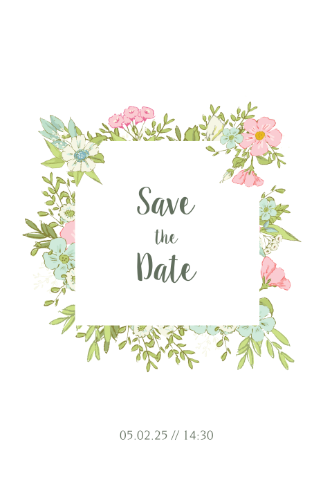 Romantische Save the Date kaart bloemen