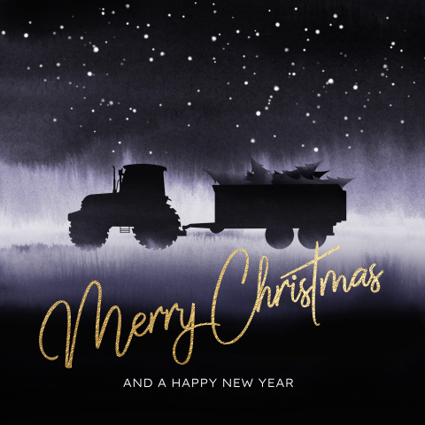 Zakelijke kerstkaart tractor agrarisch bedrijf