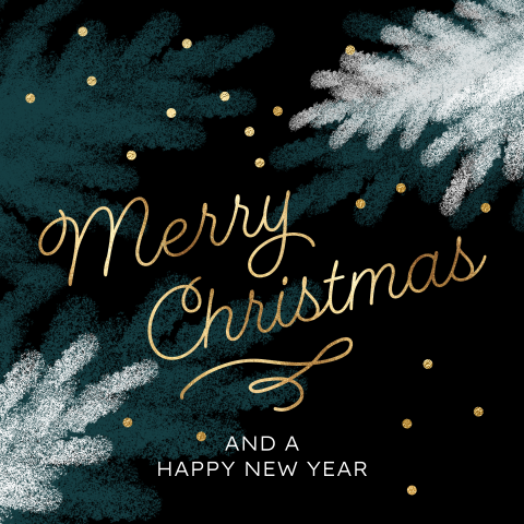 Kerstkaart kersttakken grijs donker groen zwart