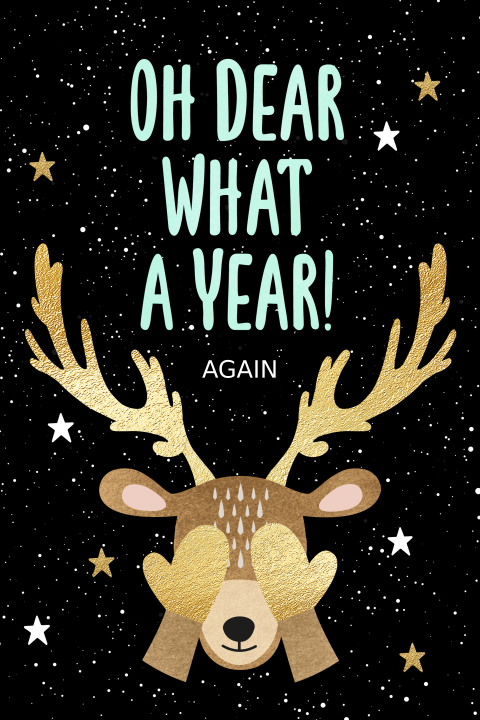 Grappige kerstkaart oh dear what a year again hertje